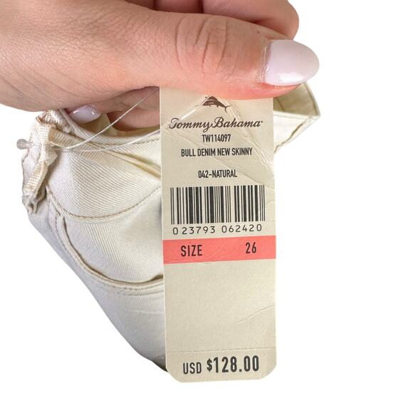 Tommy Bahama NWT Ana Twill Neutral Cream Bull Denim New Skinny Mid Rise Jeans - Picture 8 of 10